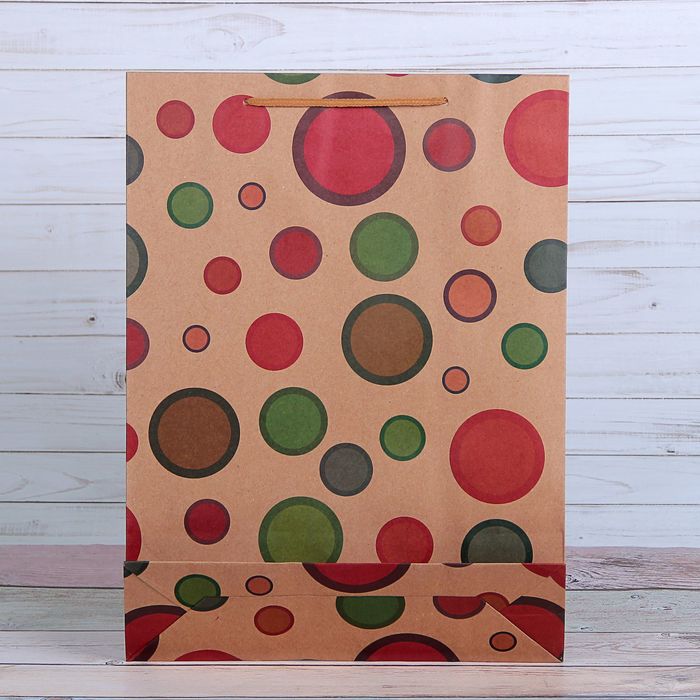 Пакет крафт "Круги", 31,5 х 9,5 х 41,5 см