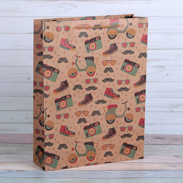 Пакет крафт "Хипстер", 31,5 х 9,5 х 41,5 см