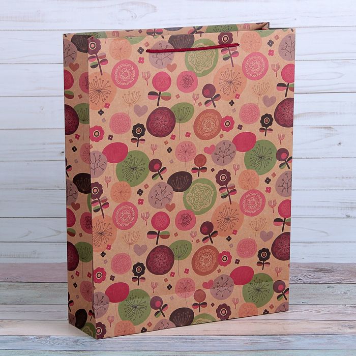 Пакет крафт "Весенний", 31,5 х 9,5 х 41,5 см