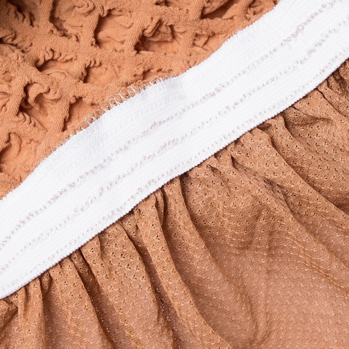 Чехол для мягкой мебели DO&CO, диван угловой 2-х предметный, кресло 1шт, сер-корич, п/э