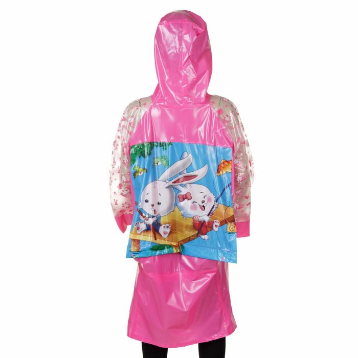 Дождевик детский "Заиньки", надувной капюшон, карман под рюкзак, рост 140-150
