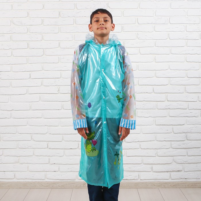 Дождевик детский "Динозавр", цвет МИКС, надувной капюшон, карман под рюкзак, рост 140-150