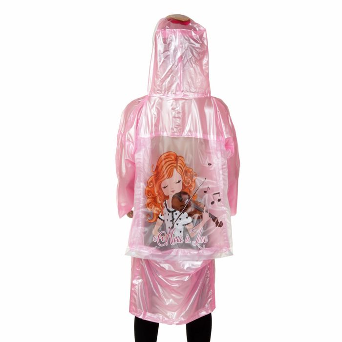 Дождевик детский "Девочки", надувной капюшон, карман под рюкзак, рост 120-130