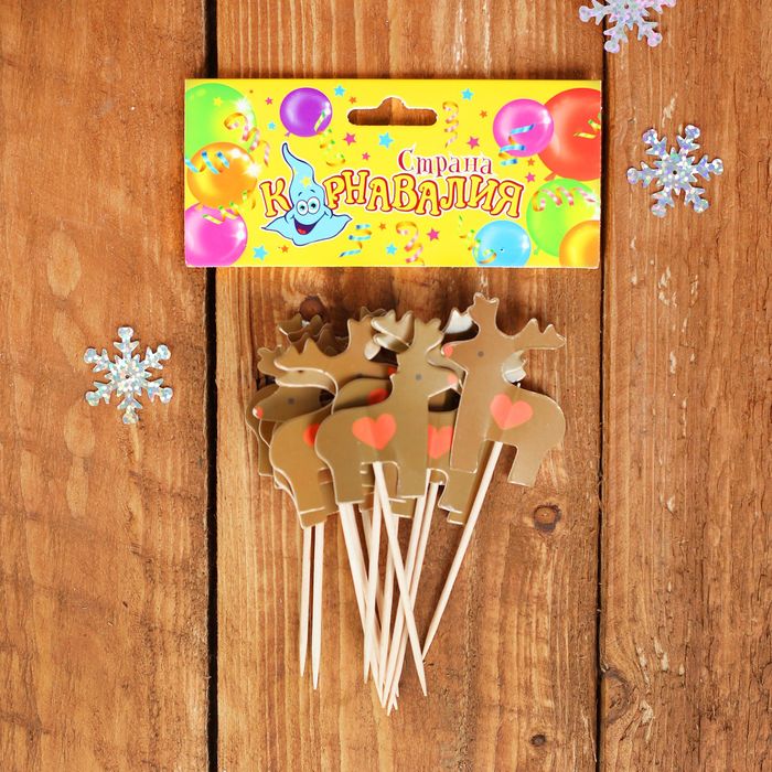 Шпажки "Олень с сердцем" (набор 12 шт)