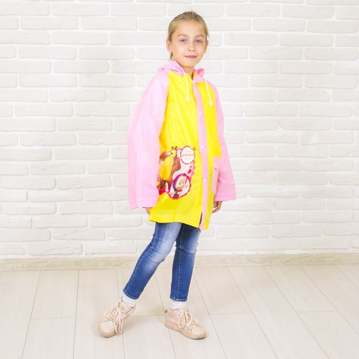 Дождевик детский "Очень добрый день!" Маша и Медведь, р-р S, рост 92-98 см