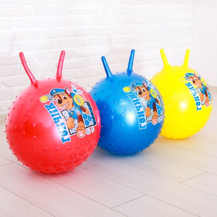 Щенячий патруль. Мяч прыгун массажный с рожками "ГОНЧИК" d=45 см, вес 350 гр, цвета микс