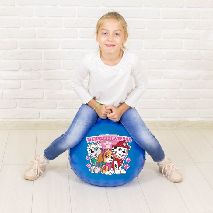 Щенячий патруль. Мяч прыгун массажный с рожками "ЩЕНЯЧИЙ ПАТРУЛЬ" d=45 см, вес 350 гр, цвета микс