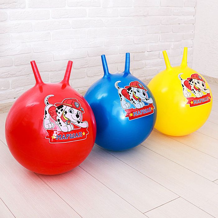 Щенячий патруль. Мяч прыгун с рожками "МАРШАЛ" d=45 см, вес 350 гр, цвета микс