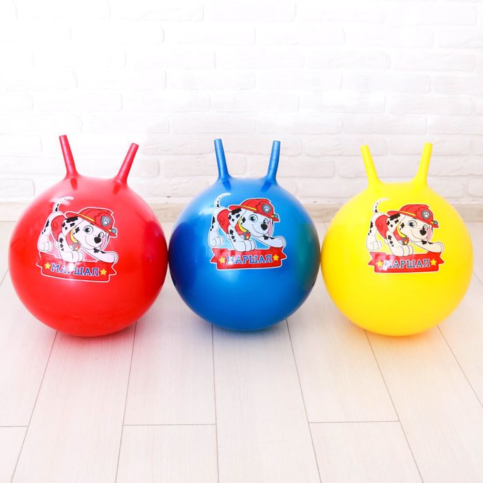 Щенячий патруль. Мяч прыгун с рожками "МАРШАЛ" d=45 см, вес 350 гр, цвета микс