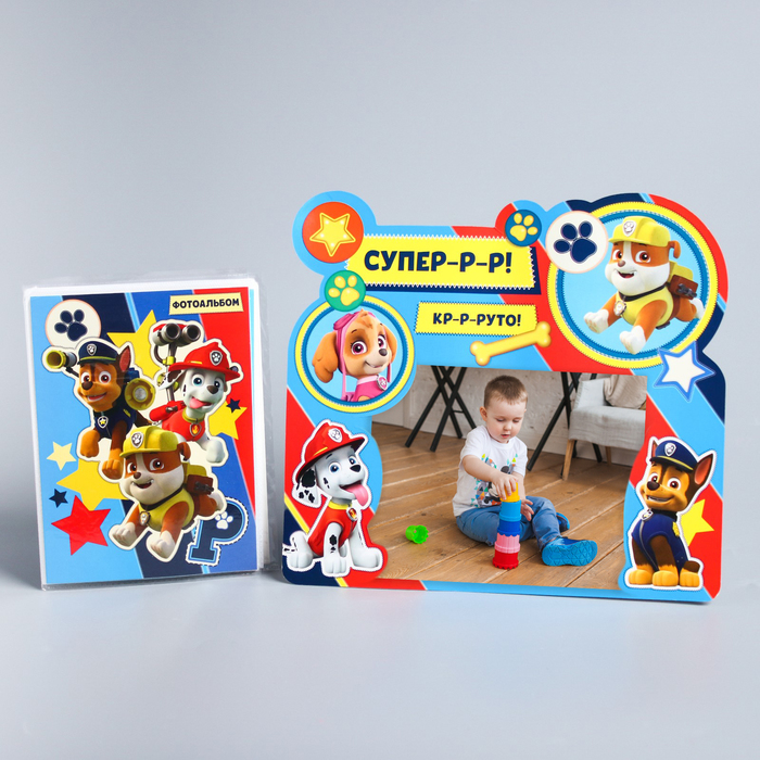 Щенячий патруль. Подарочный набор фоторамка + Щенячий патруль. Фотоальбом 36 листов "Гончик"