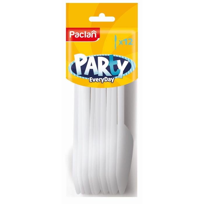 Нож пластиковый, белый, 12 шт