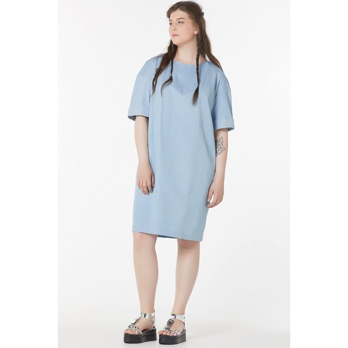 Платье женское, размер 52, цвет голубой джинс 2-110-10