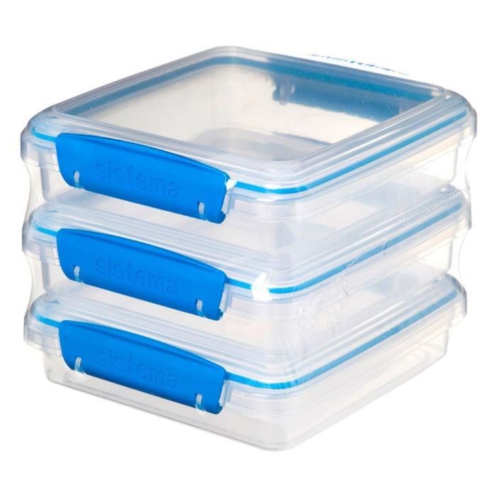 Набор контейнеров для сэндвичей Sistema, голубой, 450 мл, 3 шт.