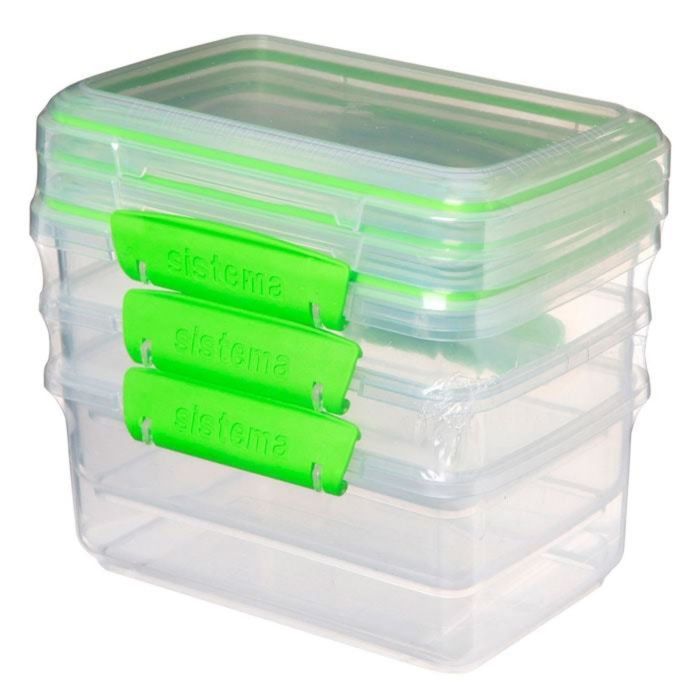 Набор контейнеров Sistema, зелёный, 1 л, 3 шт.