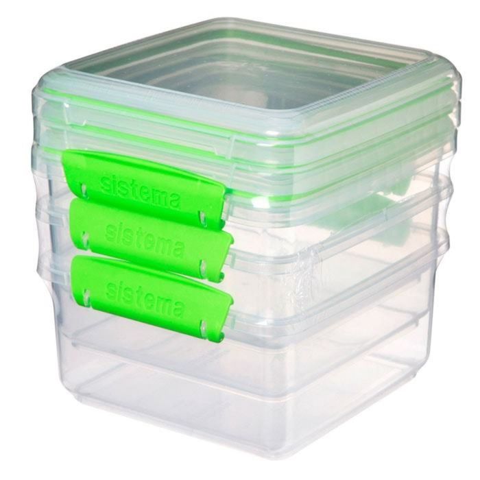 Набор контейнеров Sistema, зелёный, 1,2 л, 3 шт.