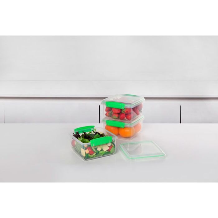 Набор контейнеров Sistema, зелёный, 1,2 л, 3 шт.