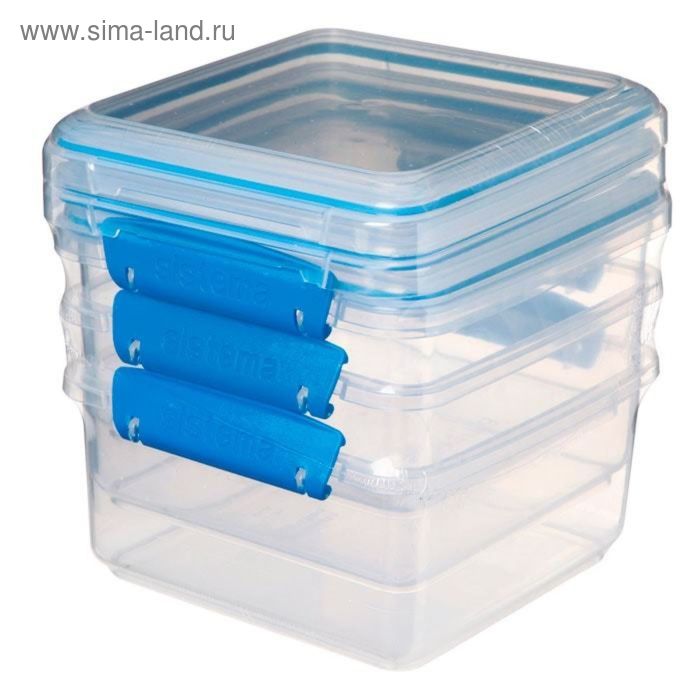фото Набор контейнеров sistema, голубой, 1,2 л, 3 шт.
