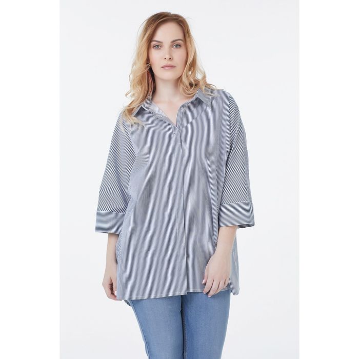 Блуза женская, размер 52, принт полоска 2-211-08