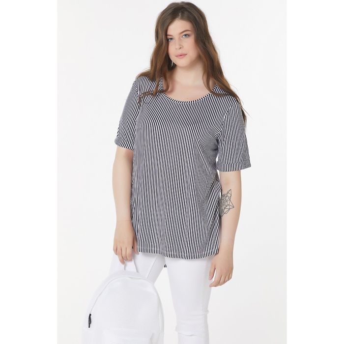 Блуза женская, размер 52, принт синяя полоска 2-508-02