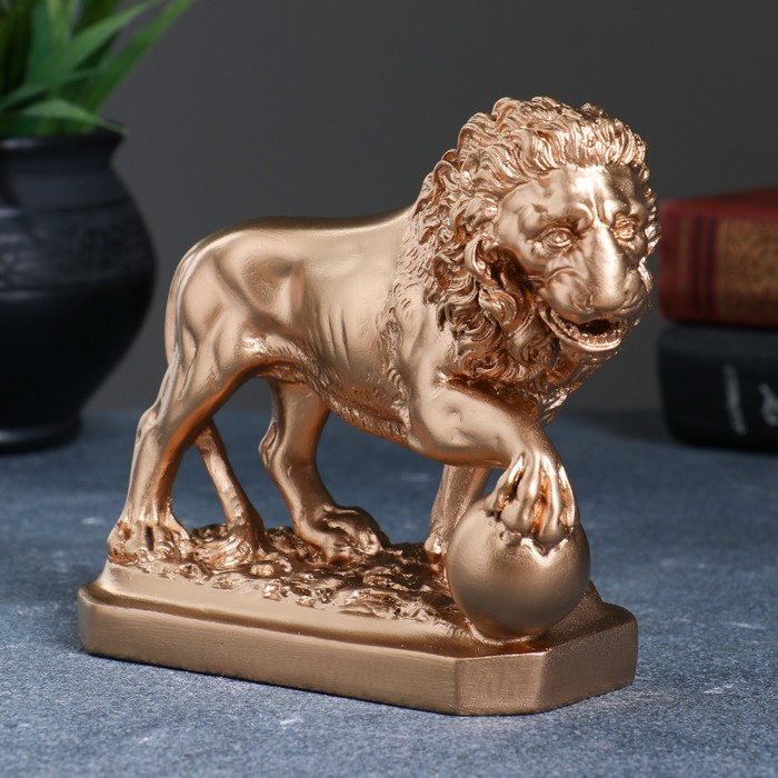 Статуэтка "Лев с шаром" бронза 13см