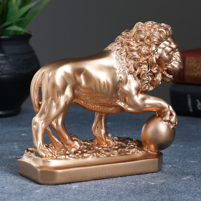 Статуэтка "Лев с шаром" бронза 13см