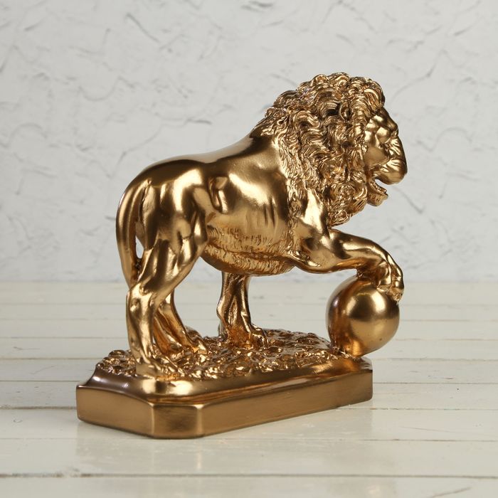 Статуэтка "Лев с шаром" бронза 13см