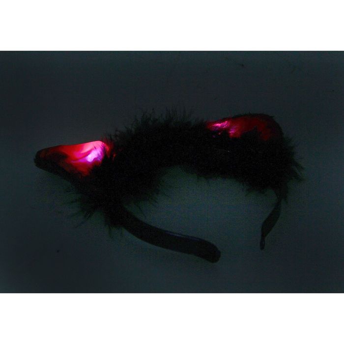 Карнавальный ободок "Ушки киски" меховые, световые, цвета МИКС