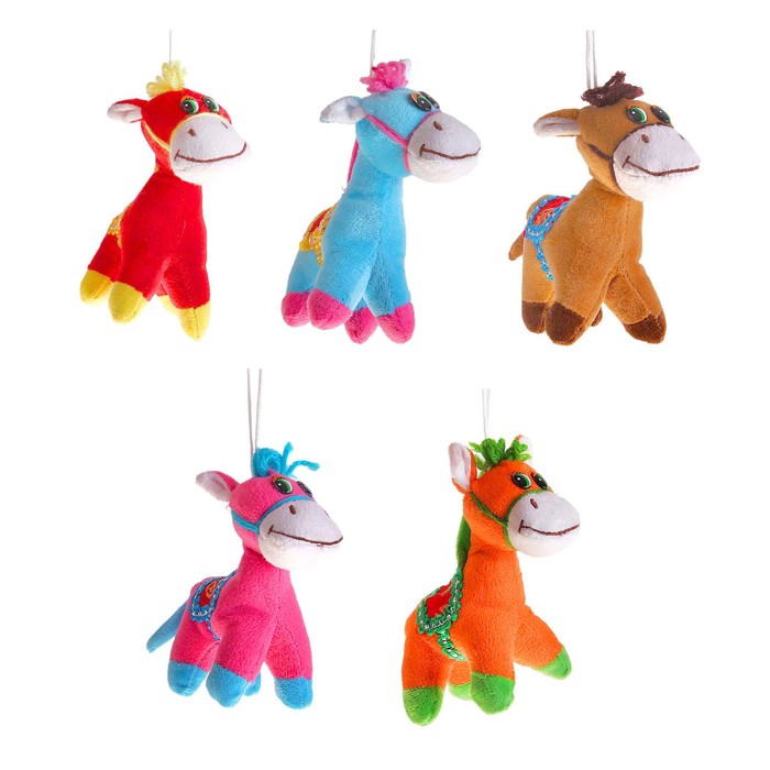 Мягкая игрушка на присоске "Лошадь с седлом", цвета Микс