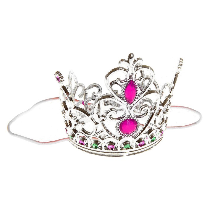 Корона "Принцесса" с двумя рубинами, серебристая