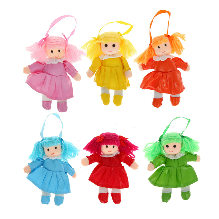 Мягкая игрушка кукла в платье с воротничком, цвета МИКС