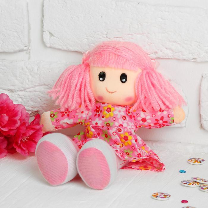 фото Мягкая игрушка «кукла» в ситцевом платье, с хвостиками, цвета микс