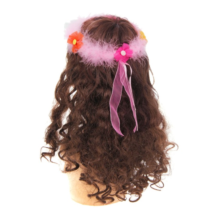 Венок на голову "Цветочки" с пухом
