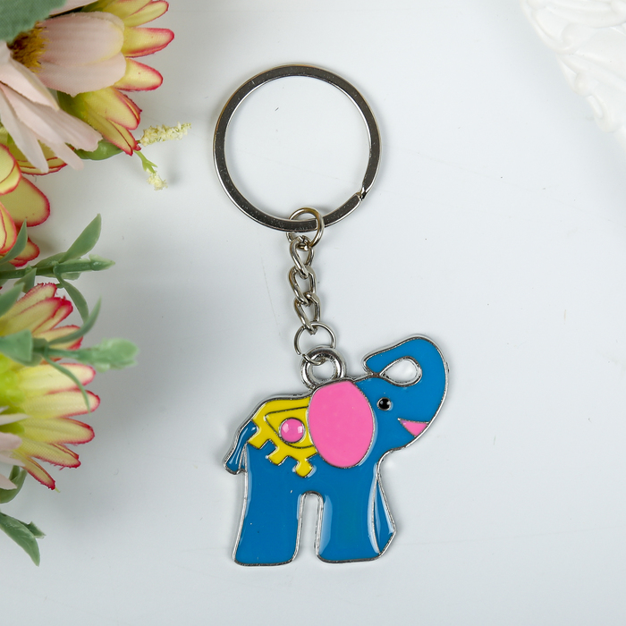 Брелок металл "Цветной слон" МИКС 4х4 см