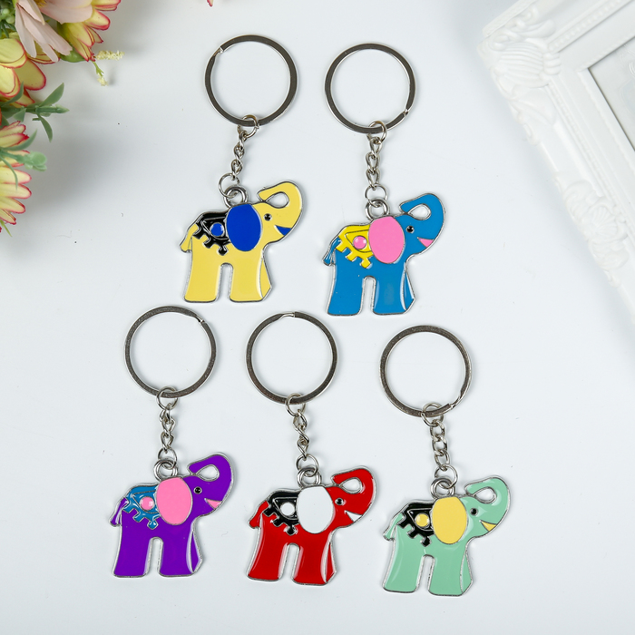 Брелок металл "Цветной слон" МИКС 4х4 см
