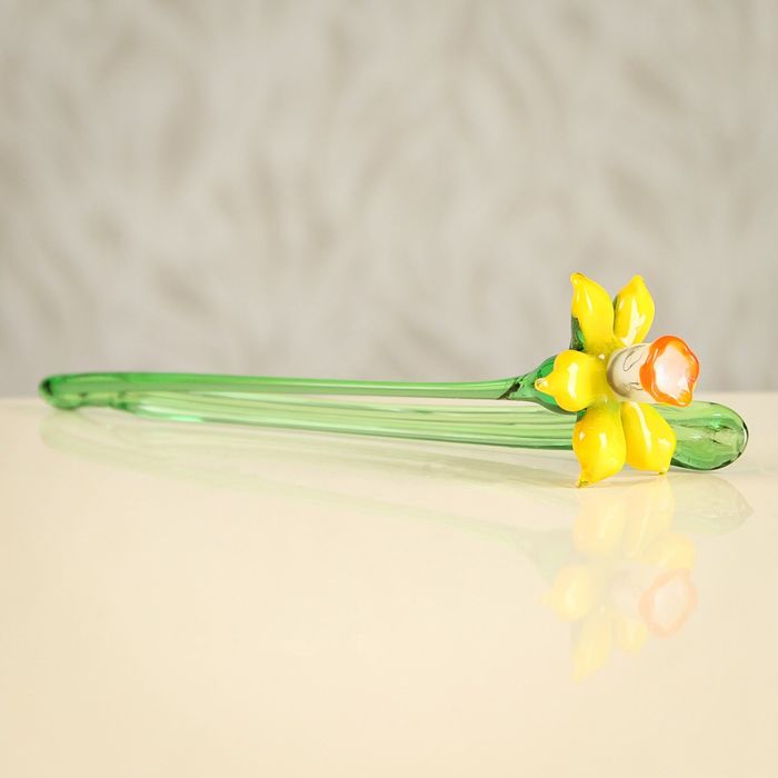 Авторское стекло цветы "Нарцисс", микс, 4 х 17 х 4 см