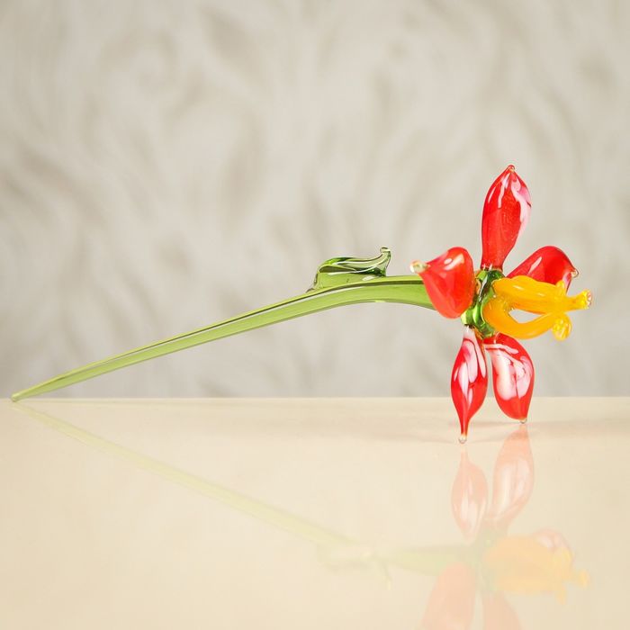 Авторское стекло цветы "Лилия", микс, 8 х 16 х 7 см