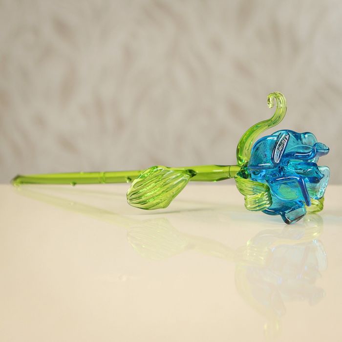 Авторское стекло цветы "Роза", микс, 7 х 7 х 20 см