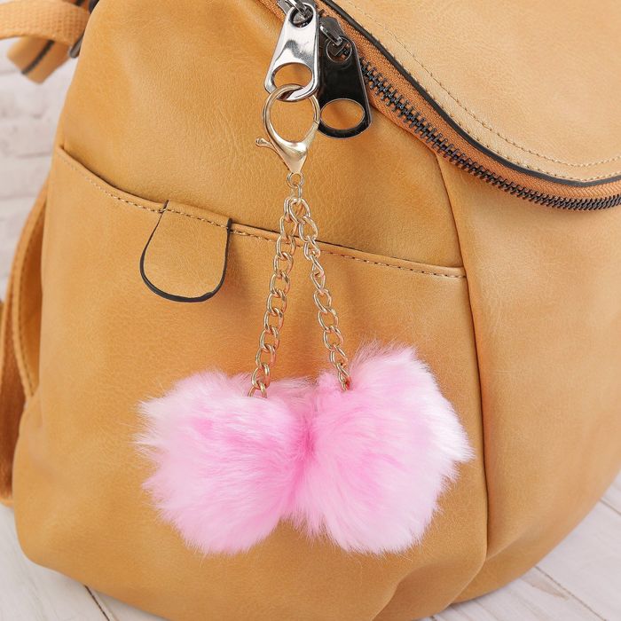 Пушистик на кольце "Два розовых шарика" 10 см