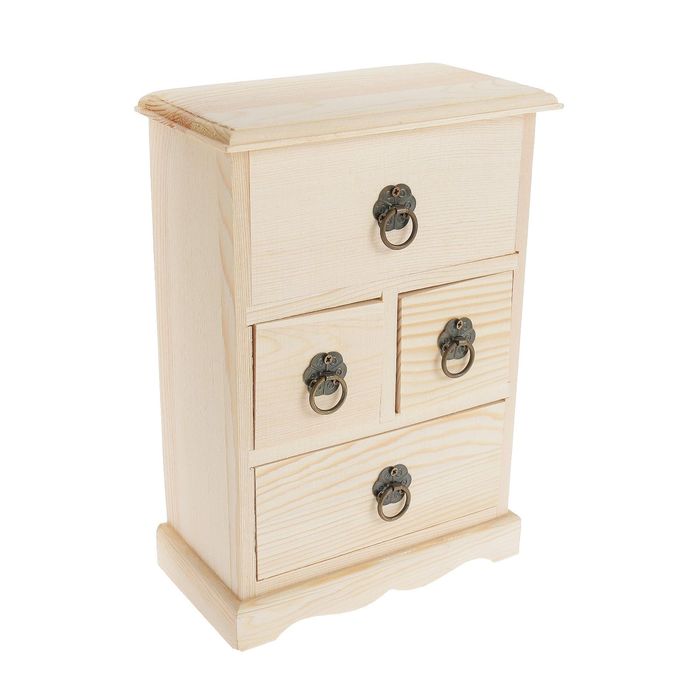 Шкатулка для росписи дерево "Комод 4 ящика с ручками" 22х15х8,2 см