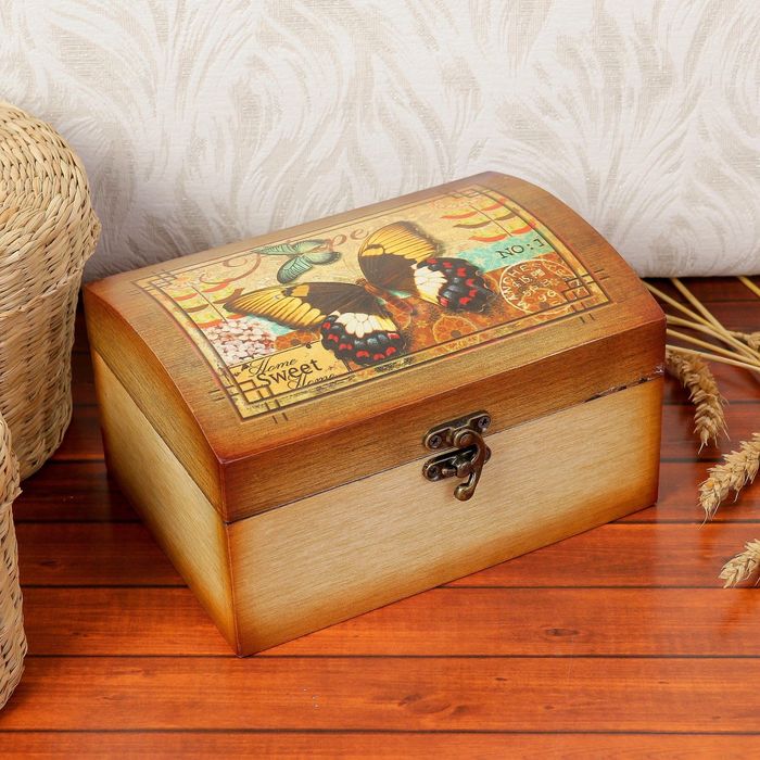 Шкатулка дерево лак "Счастье" 13х18х10 см