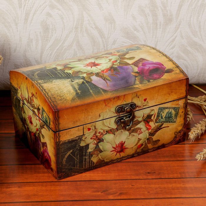 Шкатулка дерево лак "Городская романтика" 13х18х10 см