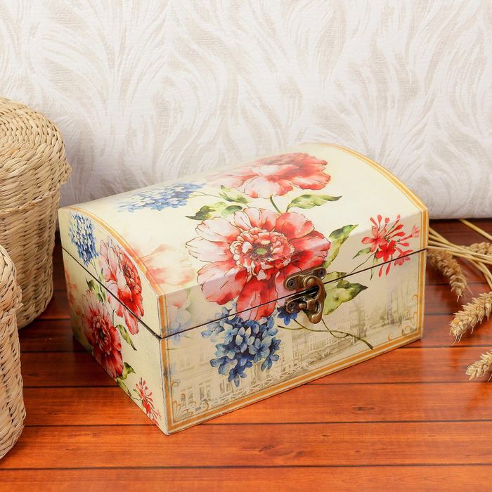 Шкатулка дерево лак "Флёр" 13х18х10 см