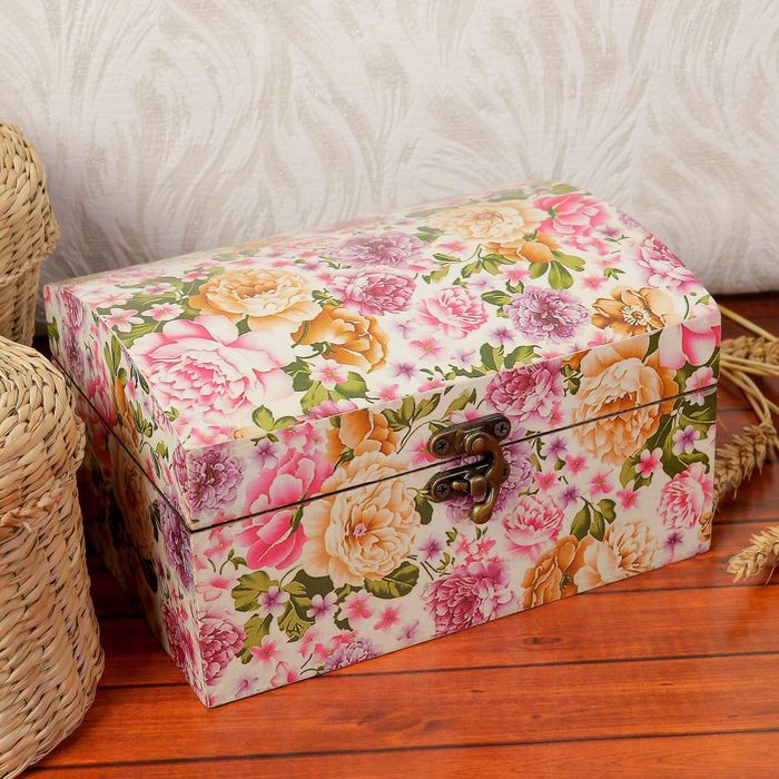 Шкатулка дерево лак "Цветочный ковёр" 13х8х10 см