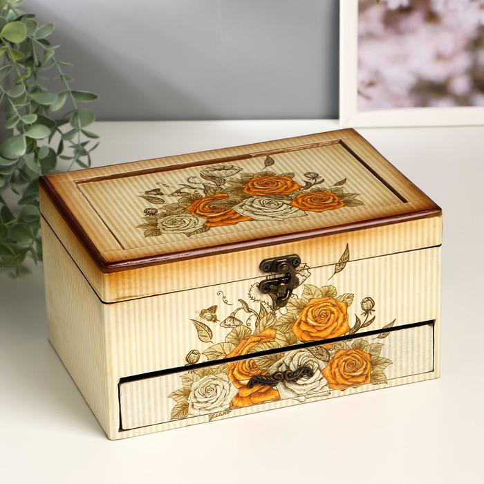 Шкатулка дерево с ящиком "Весна" 15,5х23х12,5 см