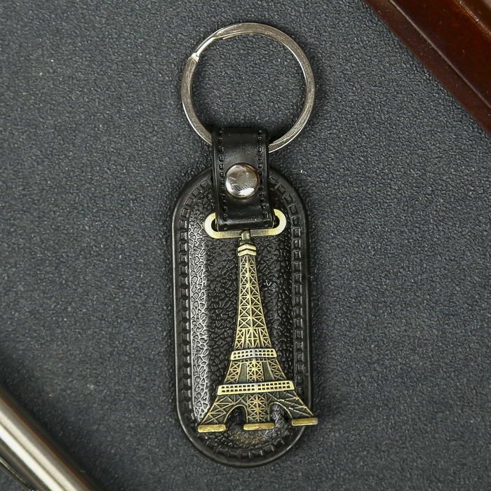 Брелок кожзам, металл "Эйфелева башня" 3х6,5 см
