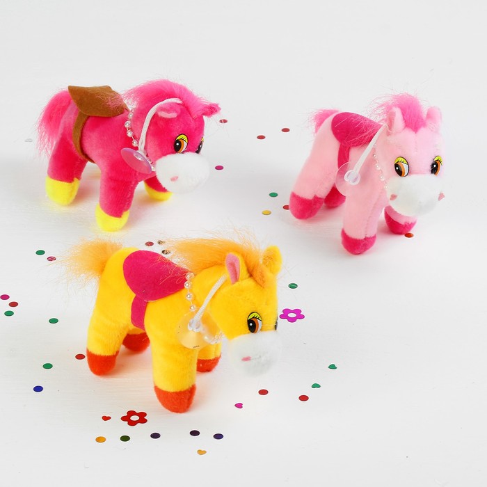 Мягкая игрушка-присоска "Лошадь с бусинками" цвета МИКС