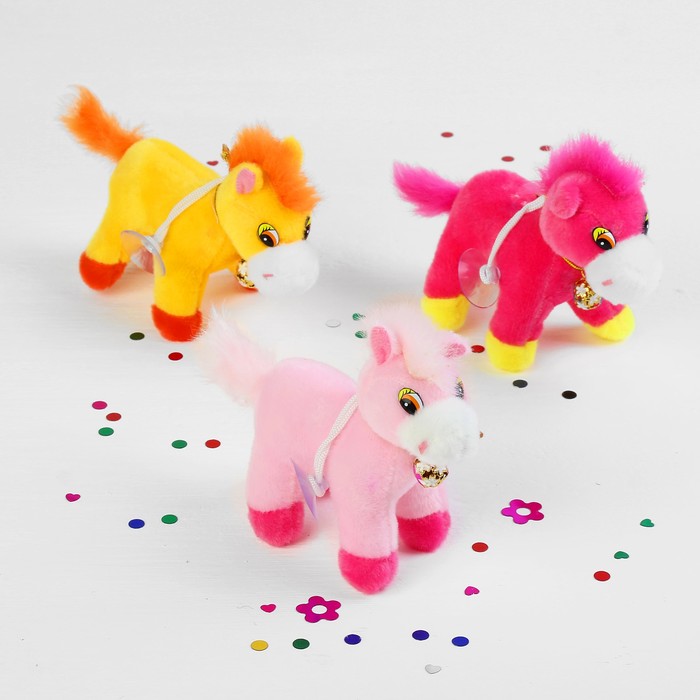 Мягкая игрушка-присоска "Лошадь с колокольчиком" цвета МИКС