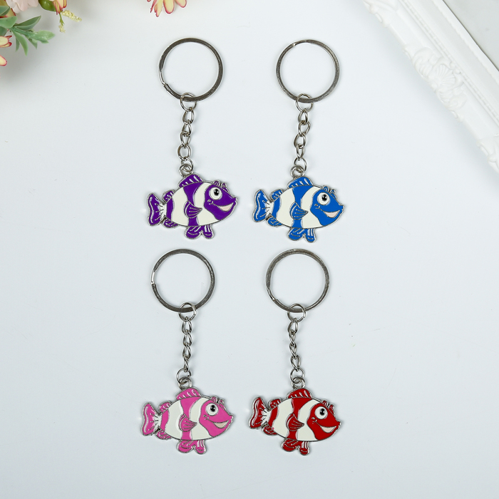 Брелок металл "Полосатая рыбка" МИКС 4х3 см