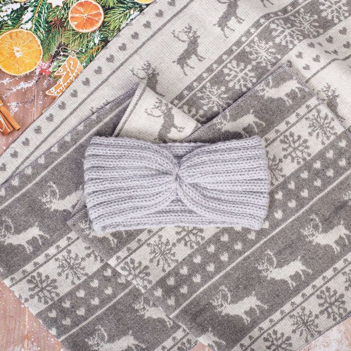 Подарочный набор: теплый шарф и повязка с конвертом "С Новым годом!"