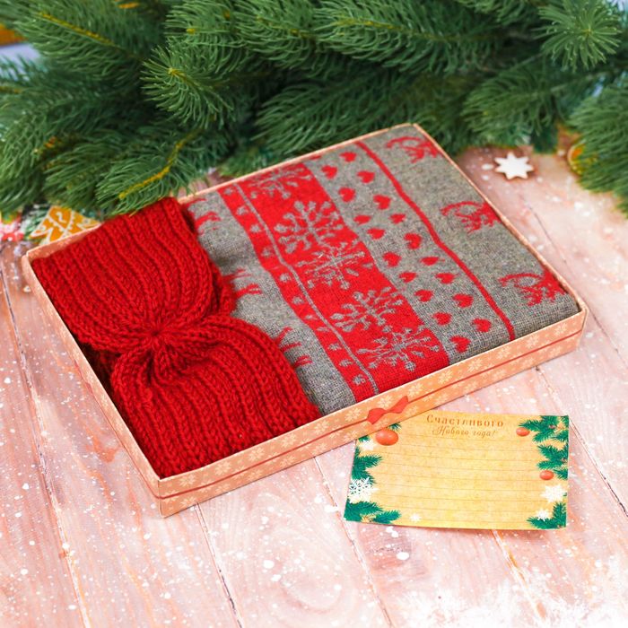 Подарочный набор: теплый шарф и повязка со свитком "Любимой доченьке в Новый Год!"